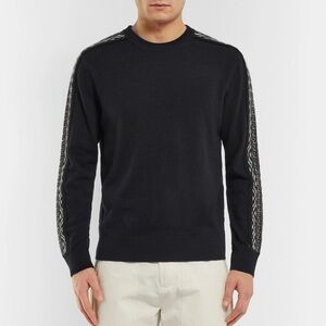 Club Monaco Sweater Men XL Fair Isle Slim Fit Navy Blue 100% Nordic Crewneck 576